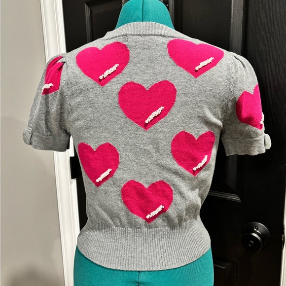 Forever21 Twist hearts and pearls cardigan - Picture 5 of 13